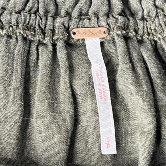 FREE PEOPLE Tie Shoulder Oversized Boho Dress Olive Tie Dye Size Small - Picture 9 of 9